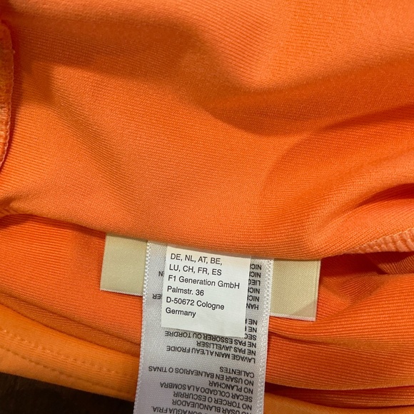 Michael Kors High Neck Zip Back One Piece Swimsuit Women’s 14 Orange MK Logo Zip - Picture 10 of 10